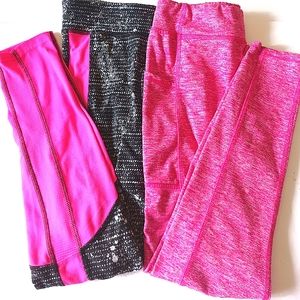 2 PAIRS Leggings High Waisted Pink/Pink & Black Size Large 10/12